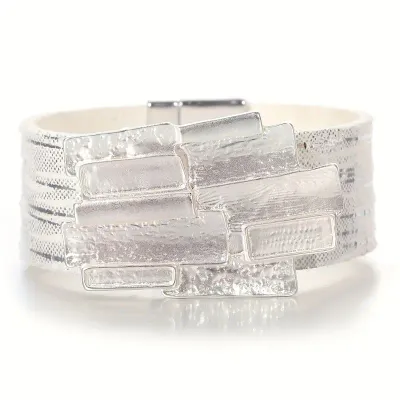 Geometric Square Wrap Leather Magnetic Bracelet