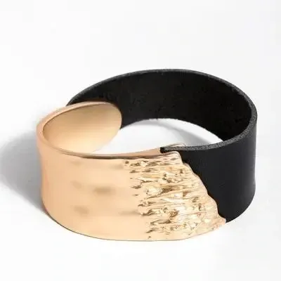 Wild Ways Metal Leather Bracelet with Push Button