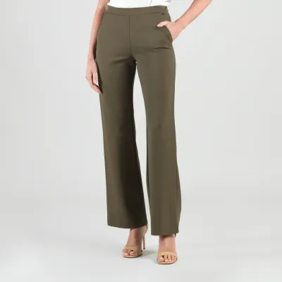 Olive Rayon-Ponte Knit - Loose Leg Pocket Pant