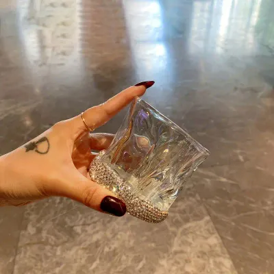 Crystal Embellished Irregular On the Rocks Drinking Glass