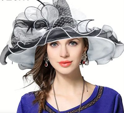 Black/White Fancy Dress Derby Hat