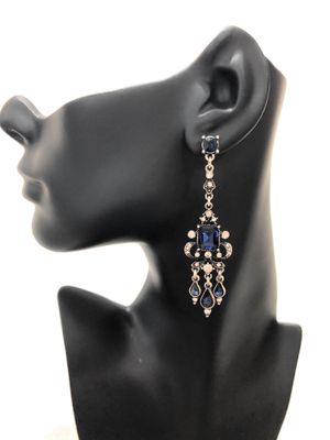 Navy Vintage Emerald Center Gunmetal Crystal Chandeliers