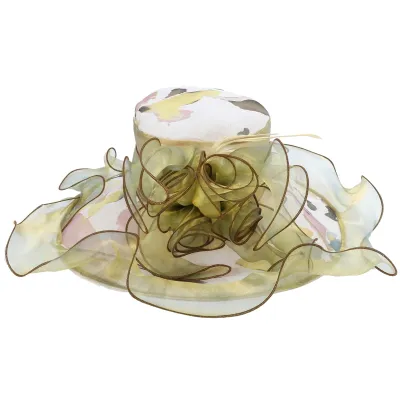 Olive Tea Party Floral Organza Hat