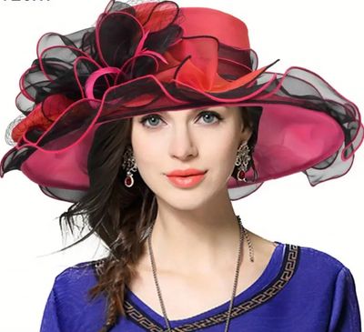 Rose/Black Fancy Dress Derby Hat