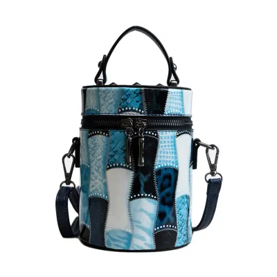 Shades Of Blue Cylinder Faux Leather Crossbody Shades Of Blue Cylinder Faux Leather Crossbody