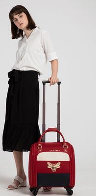 Designer Look Embellished Bee Striped Roller Luggage