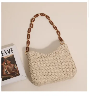 Straw Braided Crossbody Handbag