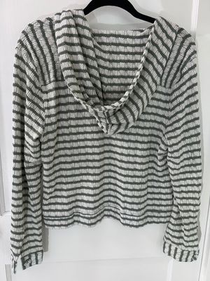 Cream/Olive Stripe Knit Hoodie Sweatshirt