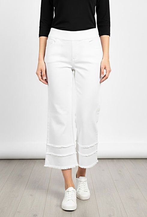 White Pull On Stacked Ankle Pant White Pull On Stacked Ankle Pant