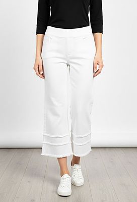 White Pull On Stacked Ankle Pant White Pull On Stacked Ankle Pant
