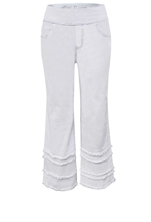 White Pull On Stacked Ankle Pant