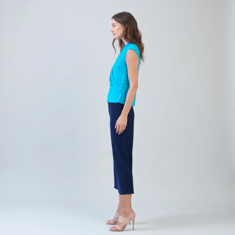 Turquoise Surplice Crossover Top