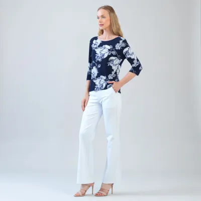 Peony Blossom Scoop Neck Half Sleeve Top