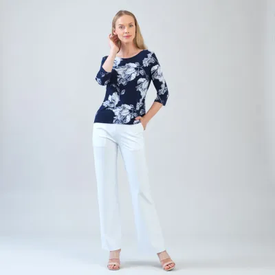 Peony Blossom Scoop Neck Half Sleeve Top