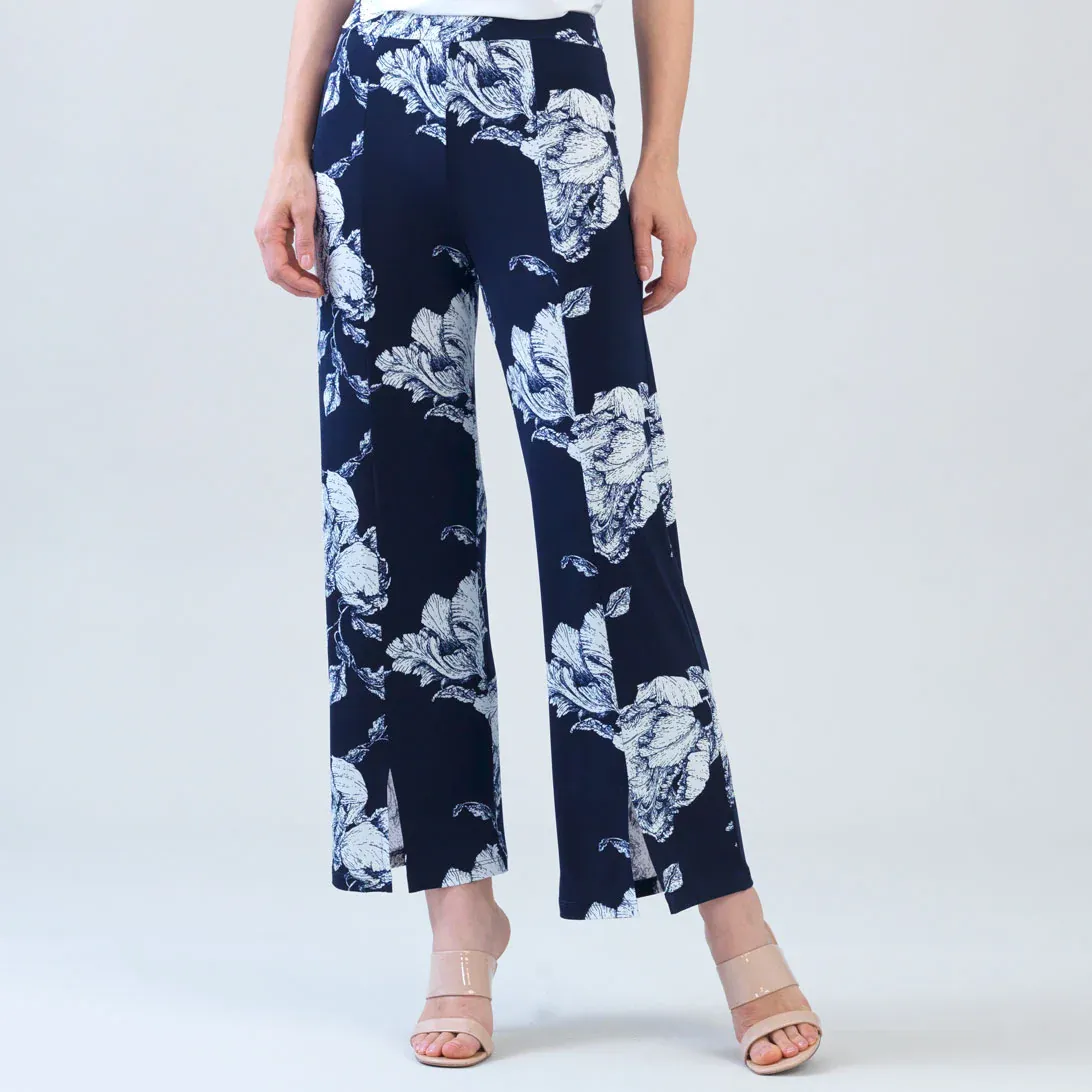 Peony Blossom Relaxed Kick Front Slit Ankle Pant Peony Blossom Relaxed Kick Front Slit Ankle Pant