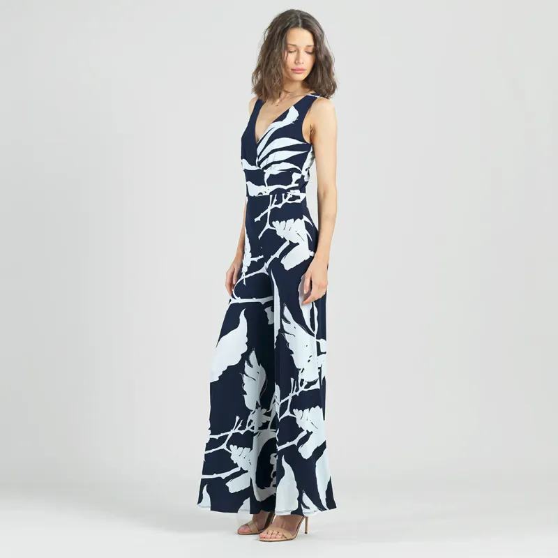 Navy/White Abstract Branch Signature Jumpsuit