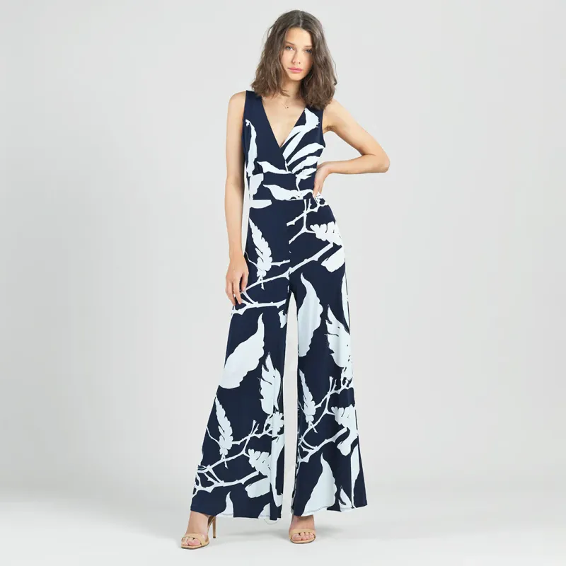 Navy/White Abstract Branch Signature Jumpsuit