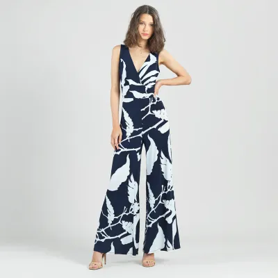 Navy/White Abstract Branch Signature Jumpsuit Navy/White Abstract Branch Signature Jumpsuit