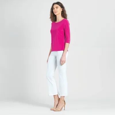 Hot Pink Scoop Neck Half Sleeve Top