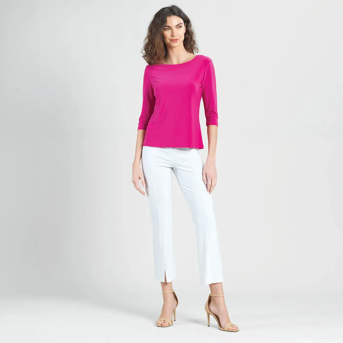 Hot Pink Scoop Neck Half Sleeve Top