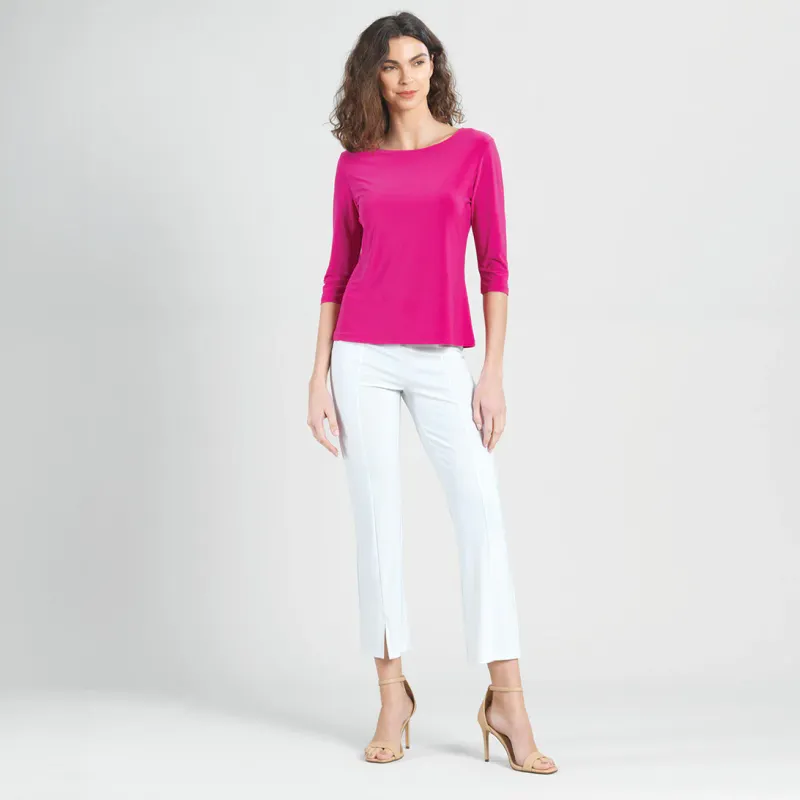 Hot Pink Scoop Neck Half Sleeve Top
