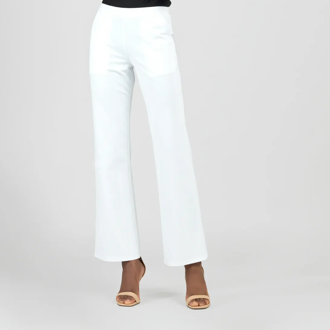 White Rayon-Ponte Knit - Loose Leg Pocket Pant