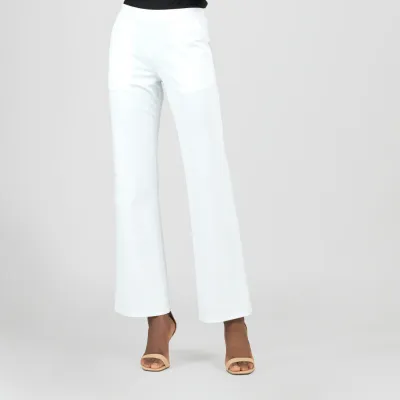 White Rayon-Ponte Knit - Loose Leg Pocket Pant