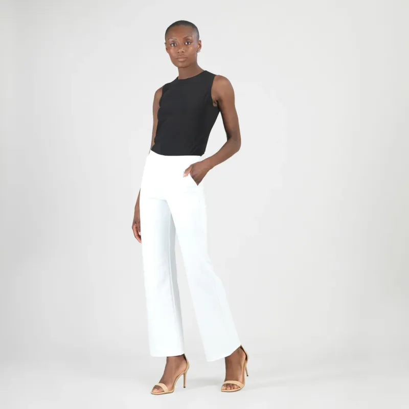 White Rayon-Ponte Knit - Loose Leg Pocket Pant