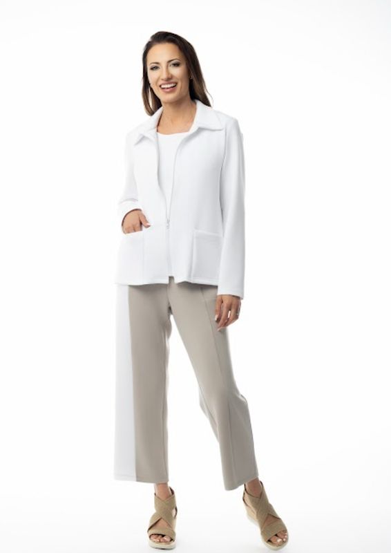Pure Essence White Zipper Front Modal Jacket