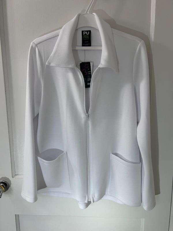 Pure Essence White Zipper Front Modal Jacket