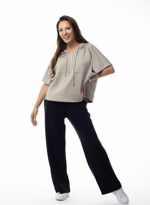 Pure Essence Tan 1/2 Sleeve Zipper Neck Hoodie