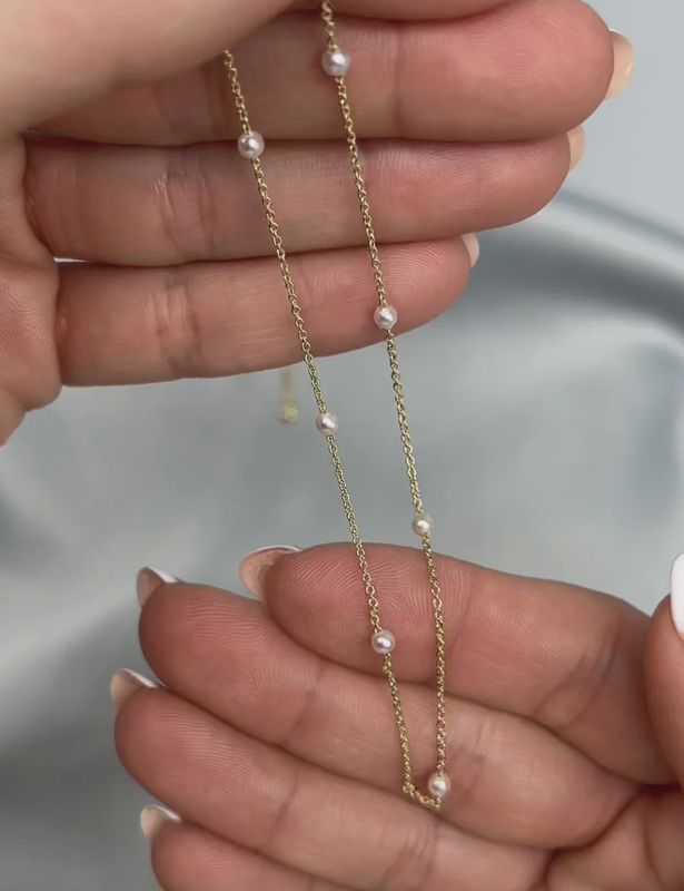 Gold Delicate Scattered Pearl Necklace