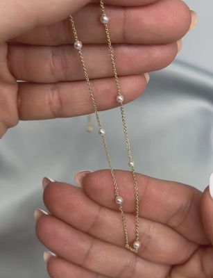 Gold Delicate Scattered Pearl Necklace
