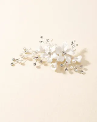 Matte Sculpted Bloom Faux Pearl Hair Clip