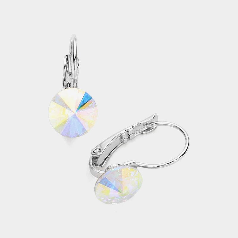 Delicate Genuine Round Crystal Lever Back Earrings Delicate Genuine Round Crystal Lever Back Earrings