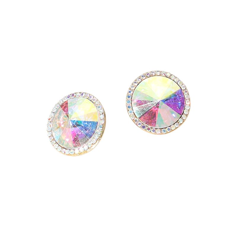 AB Round Glass Stone Evening Stud Earrings