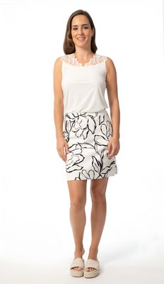 Bali White/Black Floral Skort