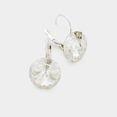 Soft Champagne Genuine Round Crystal Lever Back Earrings Soft Champagne Genuine Round Crystal Lever Back Earrings