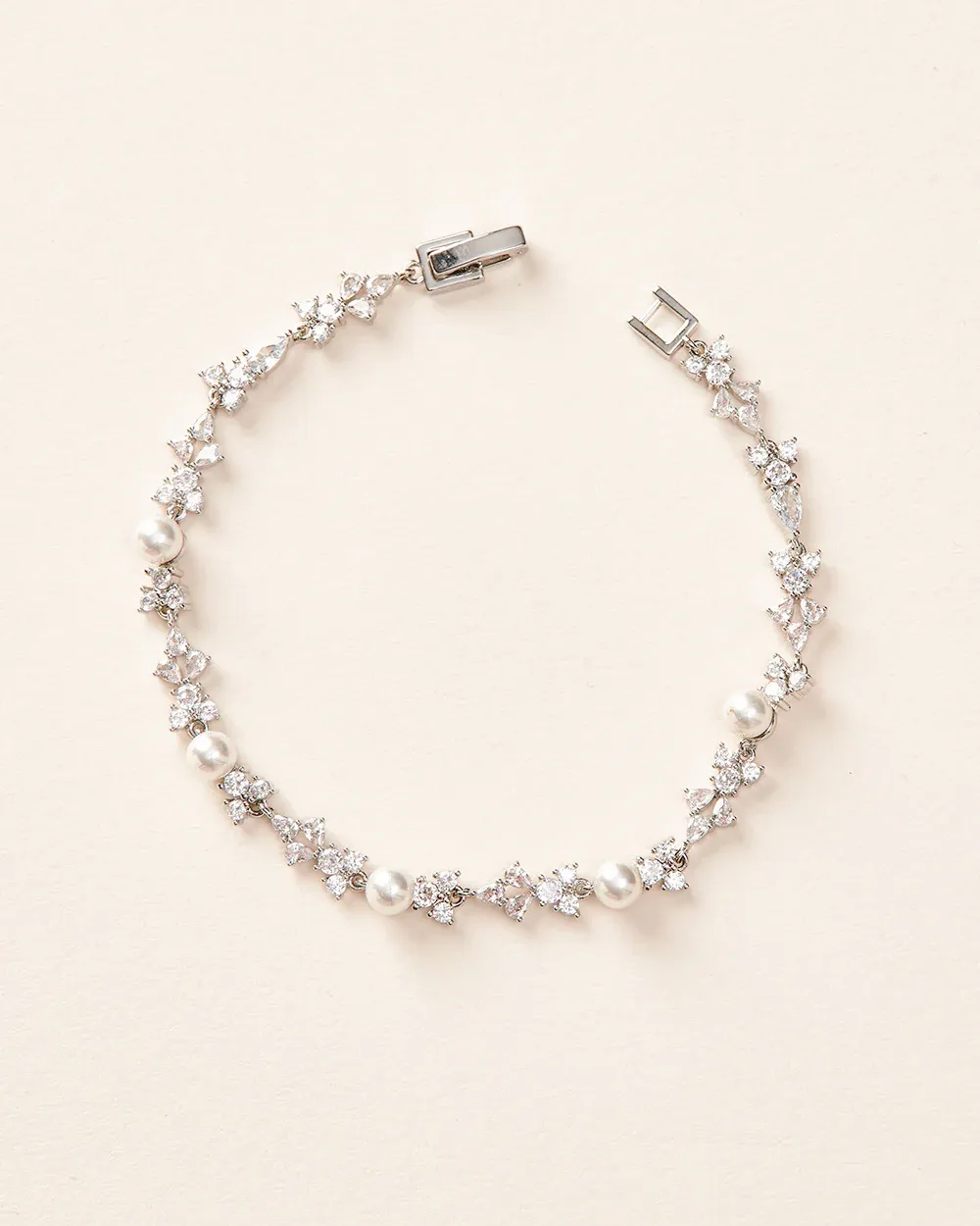 Multi Shape CZ/Pearl Delicate Bracelet