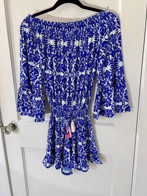 Cerulean Blue Bell Sleeve Off shoulder Rhomper