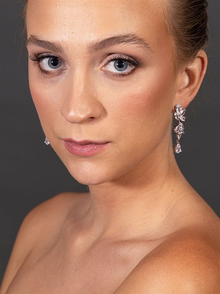 Cubic Zirconia Linear Mosaic Formal Earrings