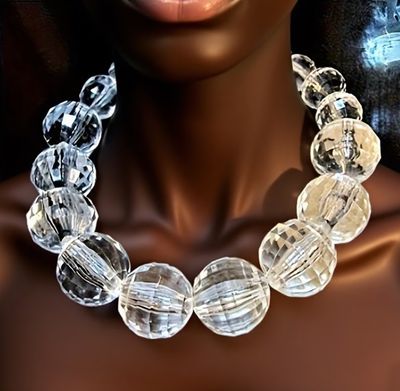 Clear Faceted Acrylic Large Ball Statement Necklace