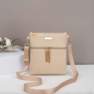 Light-Weight Double Zipper Crossbody Handbag