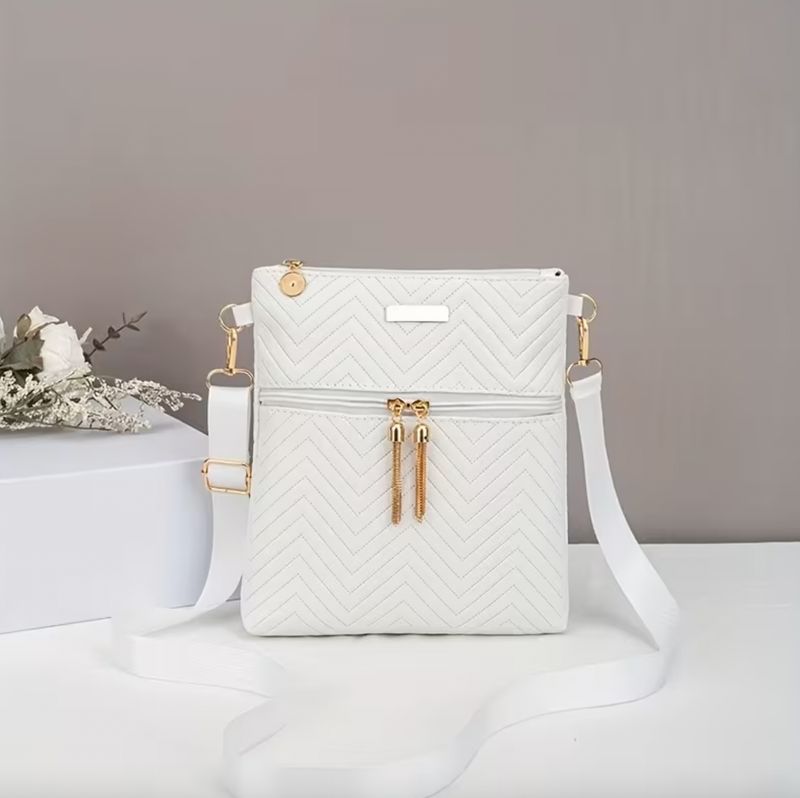 Light-Weight Double Zipper Crossbody Handbag