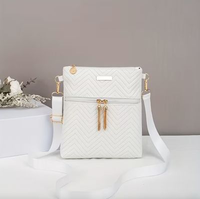 Light-Weight Double Zipper Crossbody Handbag