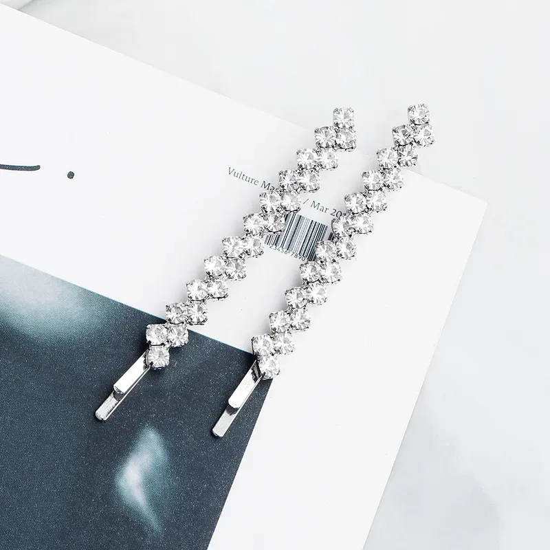 Staggered Crystal Rhinestone Bobby Pins