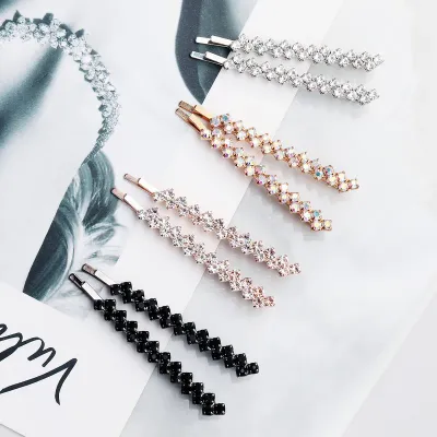 Staggered Crystal Rhinestone Bobby Pins