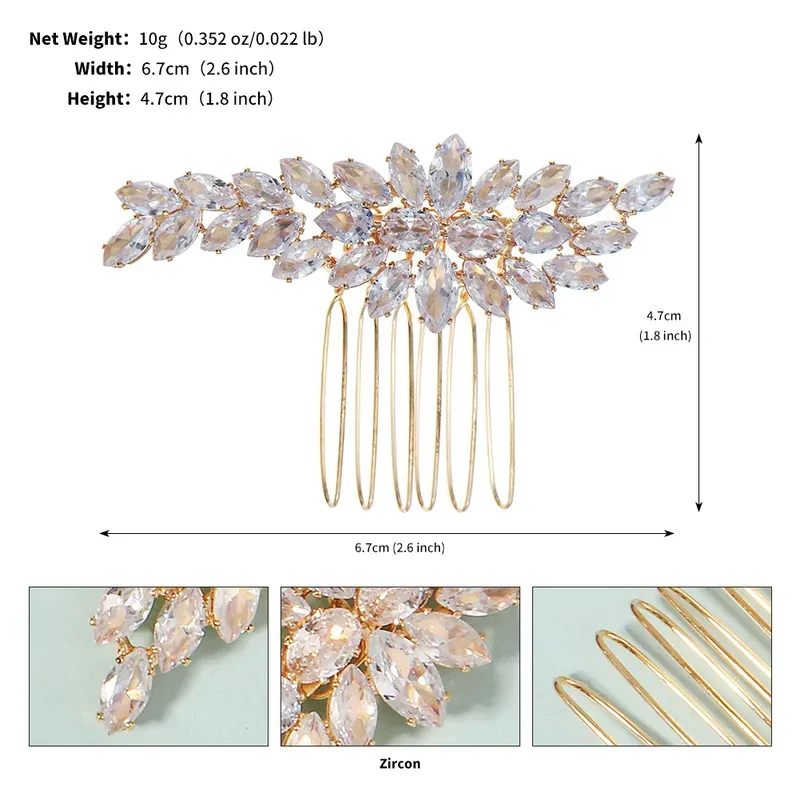Gold Multi Shape Luxury Zircon Hair Comb