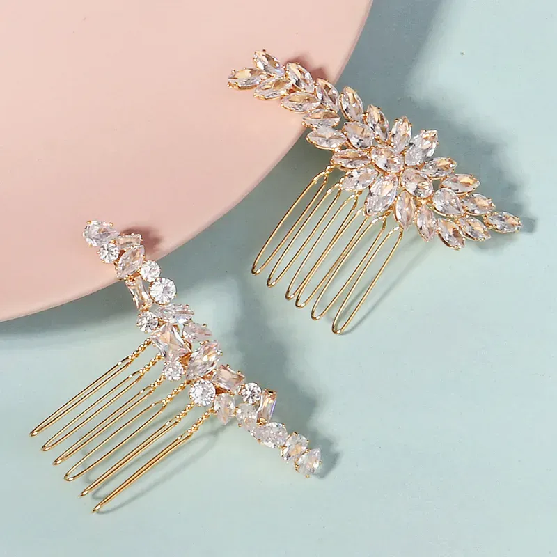 Gold Multi Shape Luxury Zircon Hair Comb