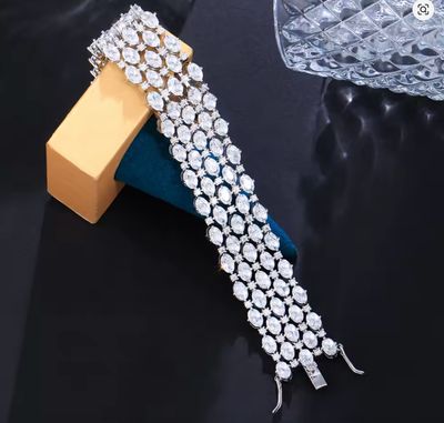5 Row AAA Oval Cubic Zirconia Formal Bracelet